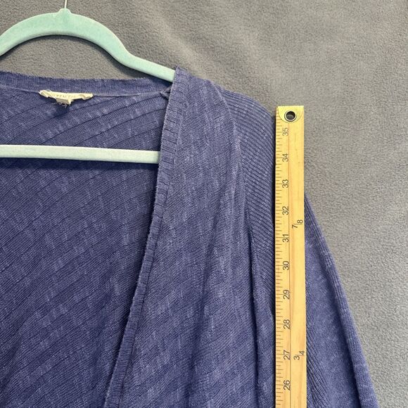 Eileen Fisher Linen Blend Slub Knit Open Front Cardigan Plus Size 2X Blue - Picture 5 of 8
